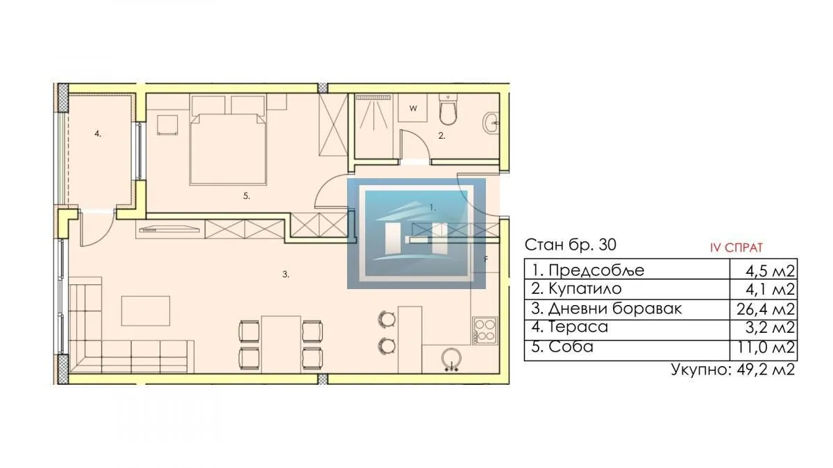 Sale, one bedroom apartment, 49m², Centar, Jagodina