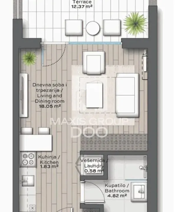 Prodaja, jednosoban stan, 41m², Savski Venac, Beograd