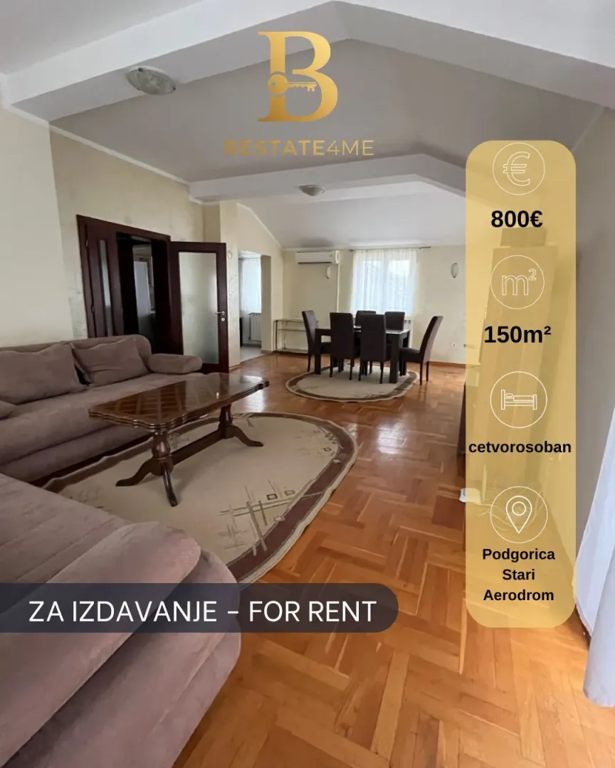 Rent, four bedroom apartment, 150m², Stari Aerodrom, Podgorica