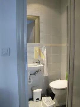 Manje kupatilo sa umivaonikom i toaletnom šoljom. - image 16