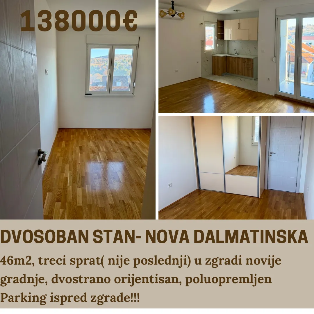 Sale, two bedroom apartment, 46m², Nova Dalmatinska, Podgorica