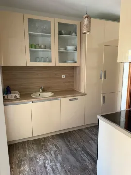 Moderna kuhinja sa elementima u bež tonovima i sudoperom. - image 3