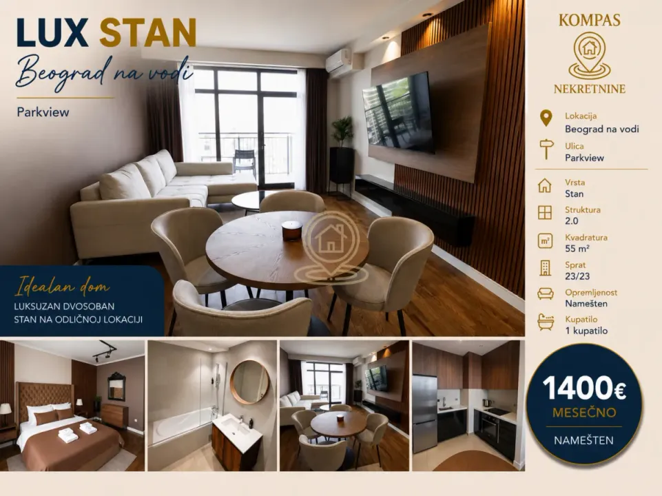 Rent, two bedroom apartment, 55m², Savski Venac, Beograd