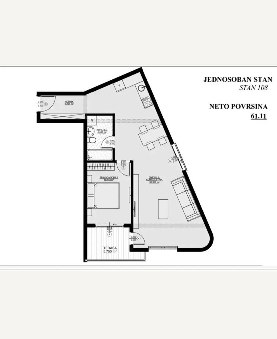 Prodaja, jednosoban stan, 59m², Bjeliši, Bar