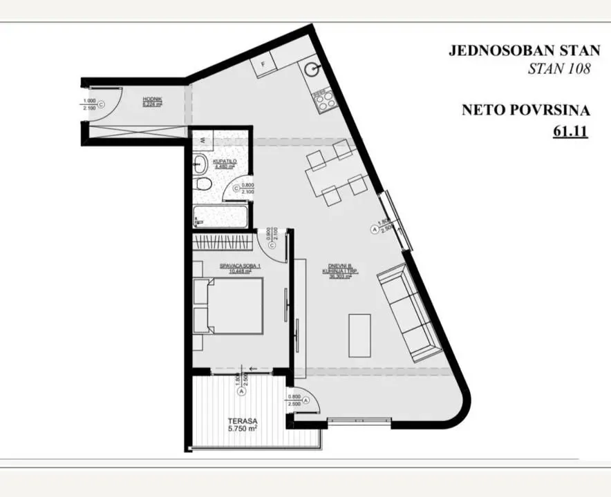 Sale, one bedroom apartment, 59m², Bjeliši, Bar