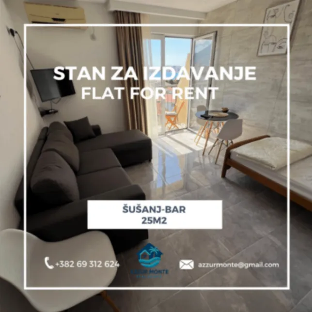Izdavanje, garsonjera, 25m², Šušanj, Bar