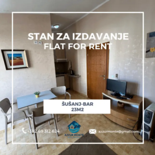 Izdavanje, garsonjera, 23m², Šušanj, Bar