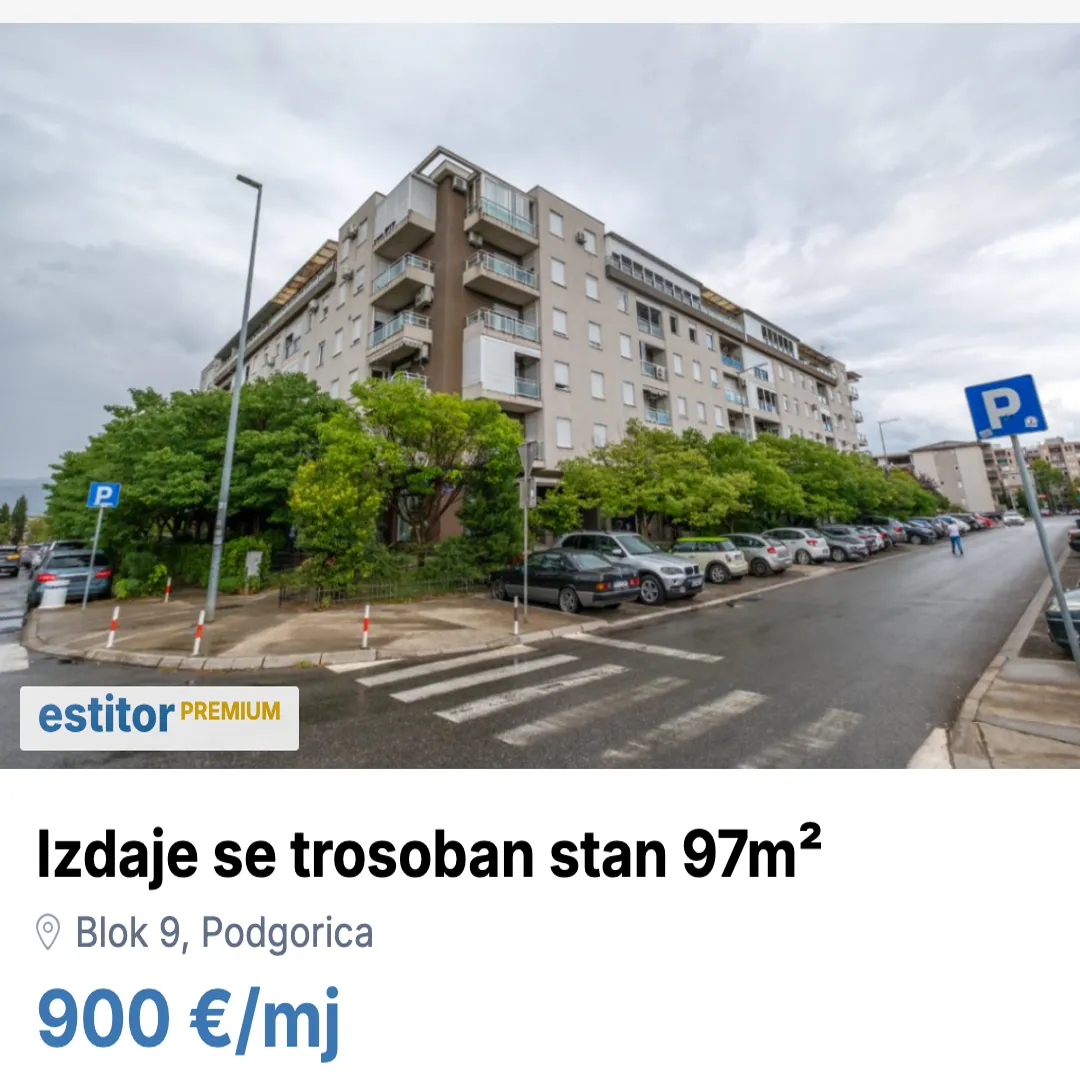 Izdavanje, stan, 97m², Blok 9, Podgorica