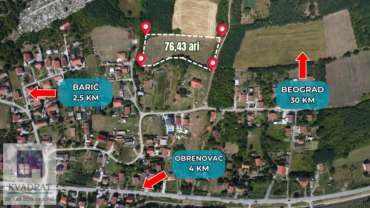 Prodaja, plac, 7600m², Obrenovac, Beograd