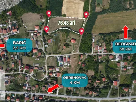 Prodaja, plac, 76m², Obrenovac, Beograd