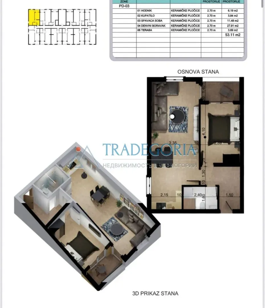 Prodaja, garsonjera, 31m², Bar, Crna Gora