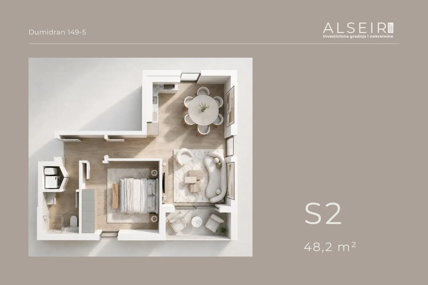 Prodaja, jednosoban stan, 48m², Dumidran, Tivat