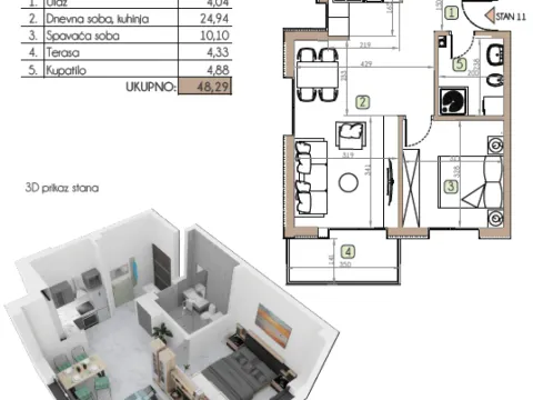 Prodaja, jednosoban stan, 48m², Dobrota, Kotor - image 4