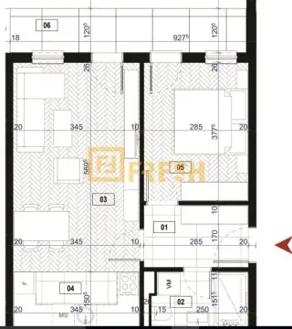 Detaljan tlocrt stana sa rasporedom prostorija i dimenzijama. - image 4