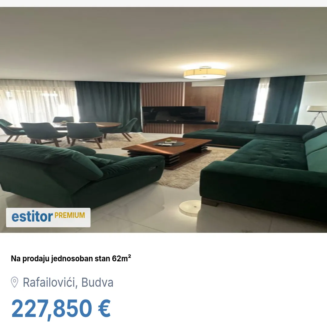 Prodaja, jednosoban stan, 62m², Rafailovići, Budva
