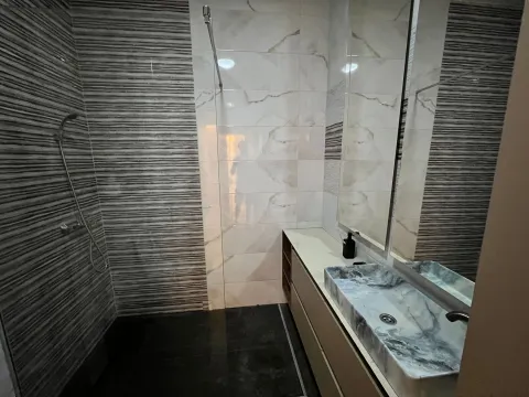 Modern bathroom with a walk-in shower and a sink. - image 12