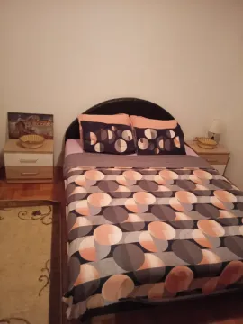 Spavaća soba sa bračnim krevetom i noćnim stočićima. - image 6