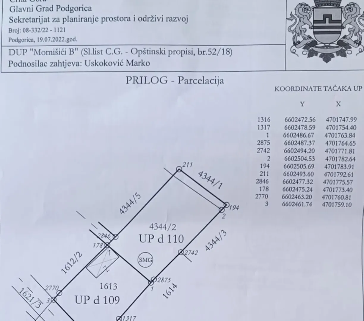 Prodaja, plac, 788m², Dalmatinska ulica, Podgorica