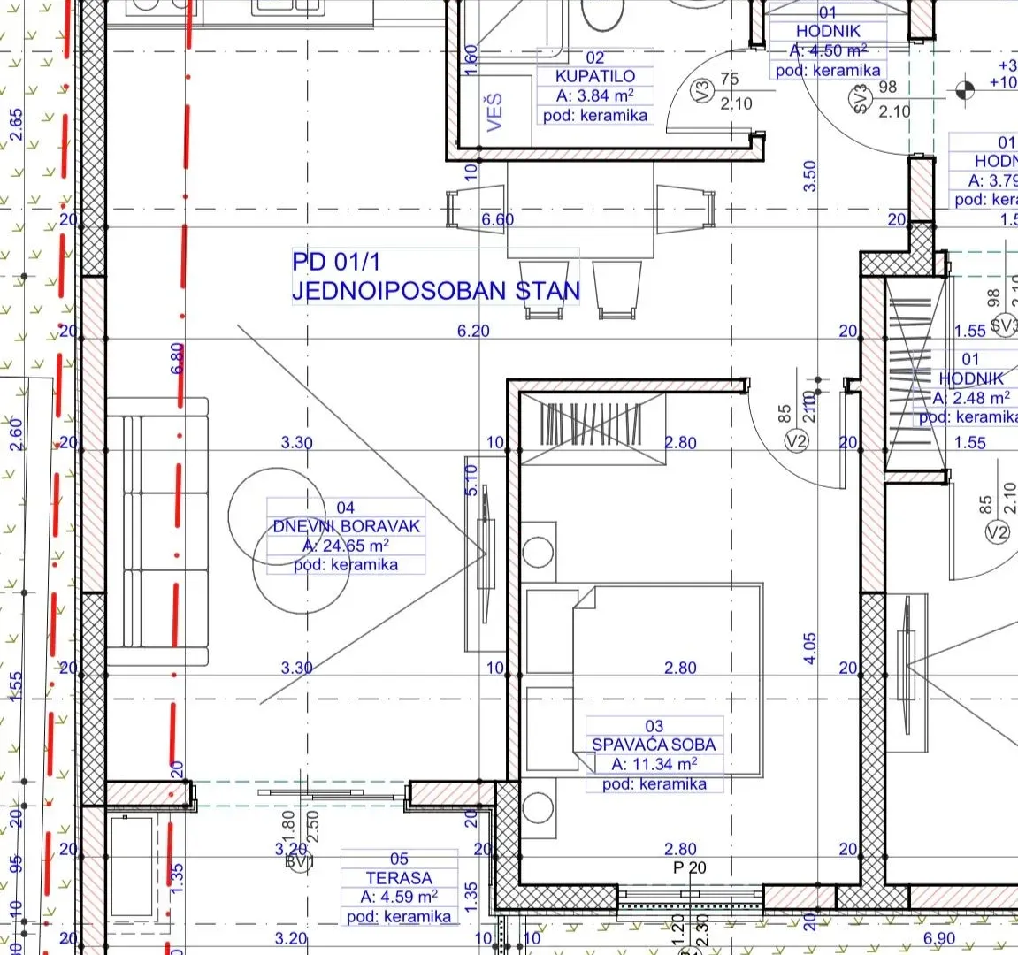 Prodaja, dvosoban stan, 49m², Barutana, Podgorica