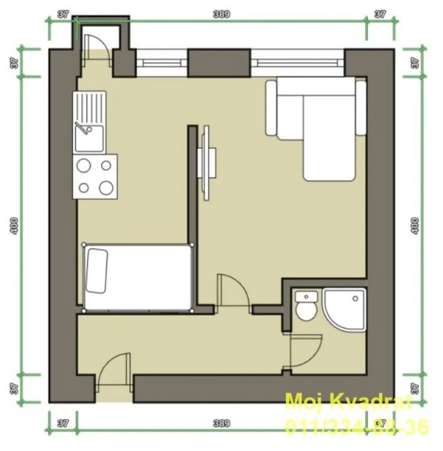 Prodaja, jednosoban stan, 29m², Banovo Brdo, Beograd
