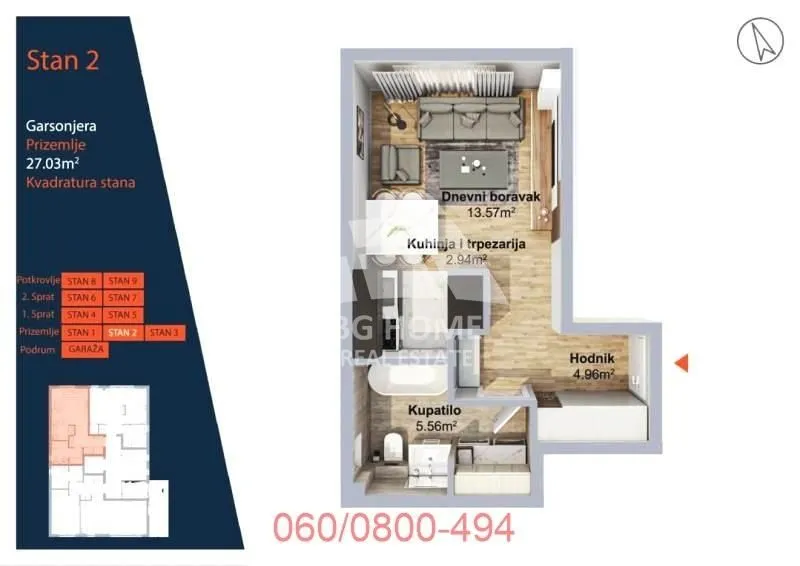 Prodaja, stan, 27m², Lekino Brdo, Voždovac Sve Podlokacije