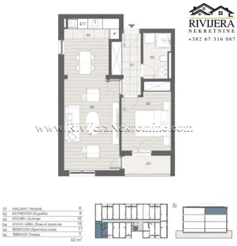 Sale, one bedroom apartment, 52m², Radanovići, Kotor - image 6