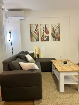 Nameštena dnevna soba sa ugaonom garniturom i stočićem. - image 2