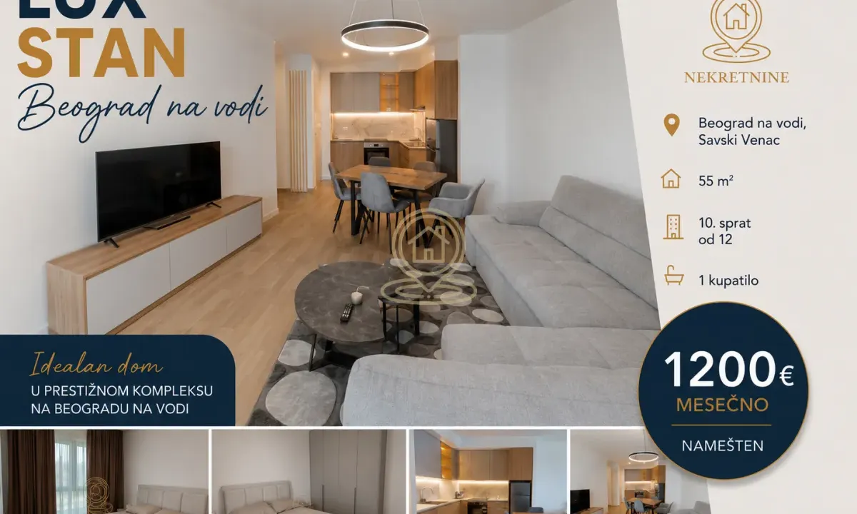 Rent, two bedroom apartment, 55m², Savski Venac, Beograd
