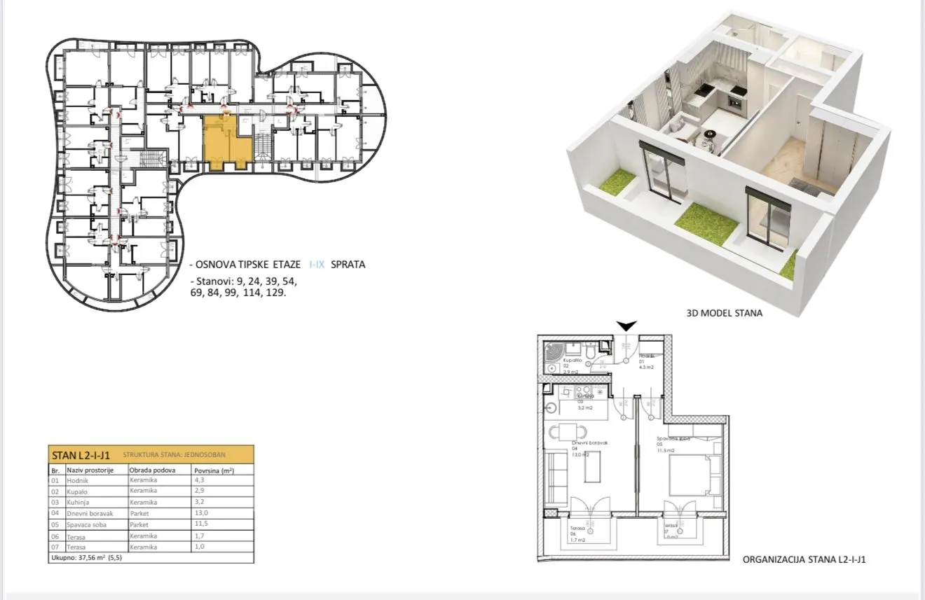 Sale, one bedroom apartment, 38m², Centar, Bar