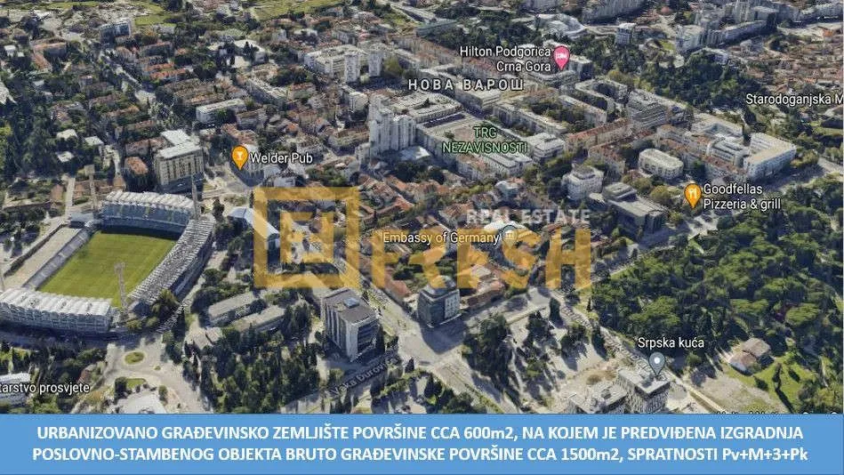 Sale, land lot, 600m², Centar, Podgorica