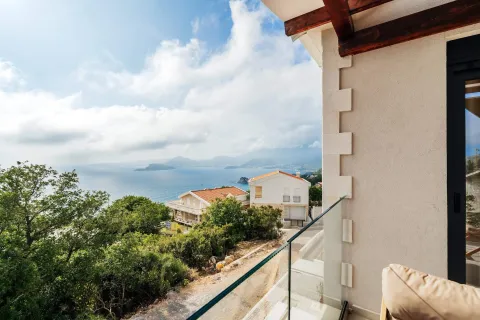 Sea view from the terrace with a glass railing. - image 4