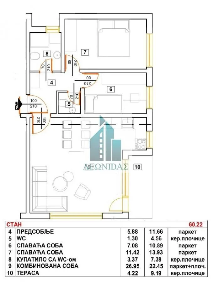 Prodaja, dvosoban stan, 60m², Donja Vrežina, Niš