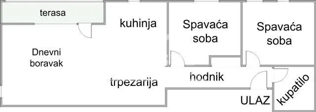 Osnova stana sa rasporedom prostorija.