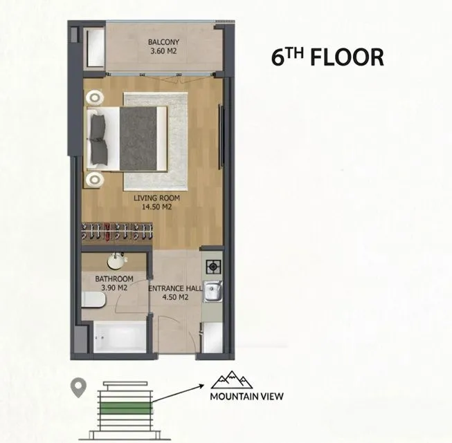 Sale, studio apartment, 27m², Bjeliši, Bar