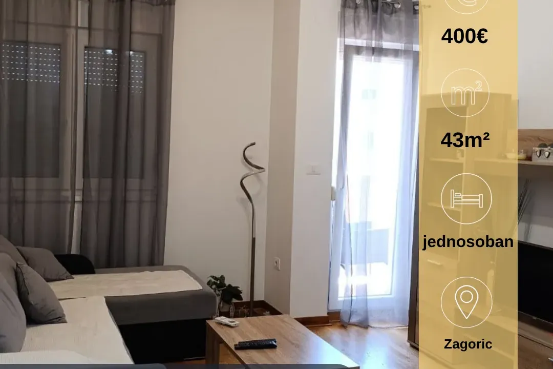 Rent, one bedroom apartment, 43m², Zagorič, Podgorica