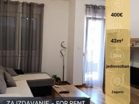 Rent, one bedroom apartment, 43m², Zagorič, Podgorica - image 1
