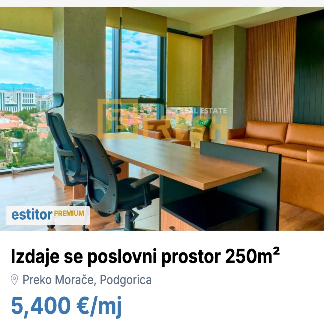 Izdavanje, poslovni prostor, 250m², Preko Morače, Podgorica