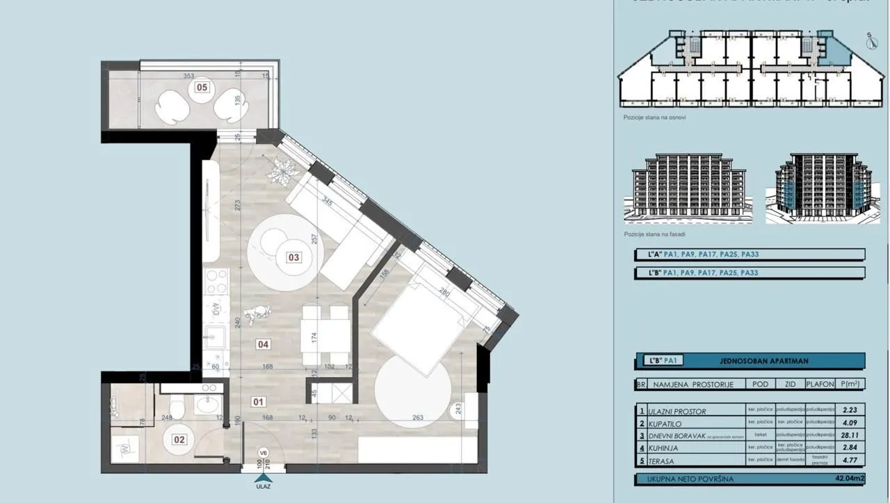 Sale, one bedroom apartment, 42m², Bar, Crna Gora