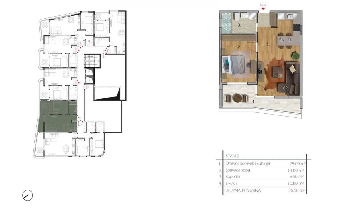 Prodaja, dvosoban stan, 70m², Dobre Vode, Bar