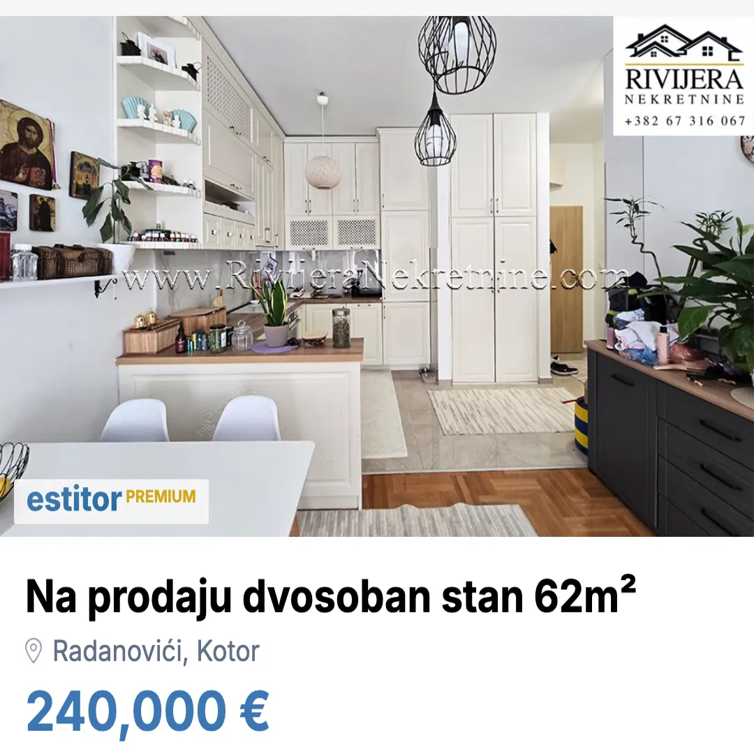 Sale, two bedroom apartment, 62m², Radanovići, Kotor