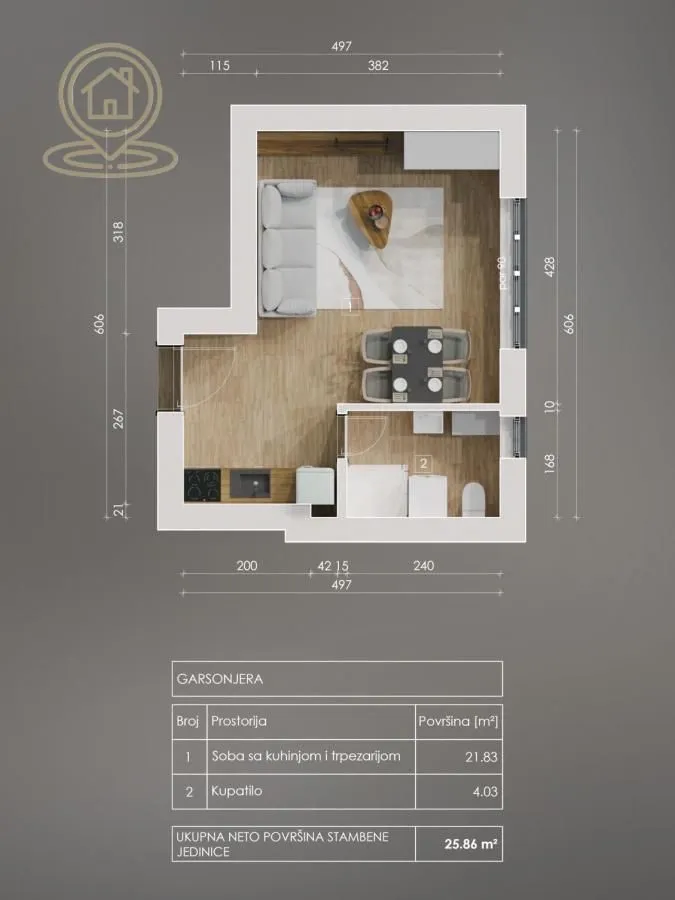 Prodaja, garsonjera, 26m², Centar, Novi Sad