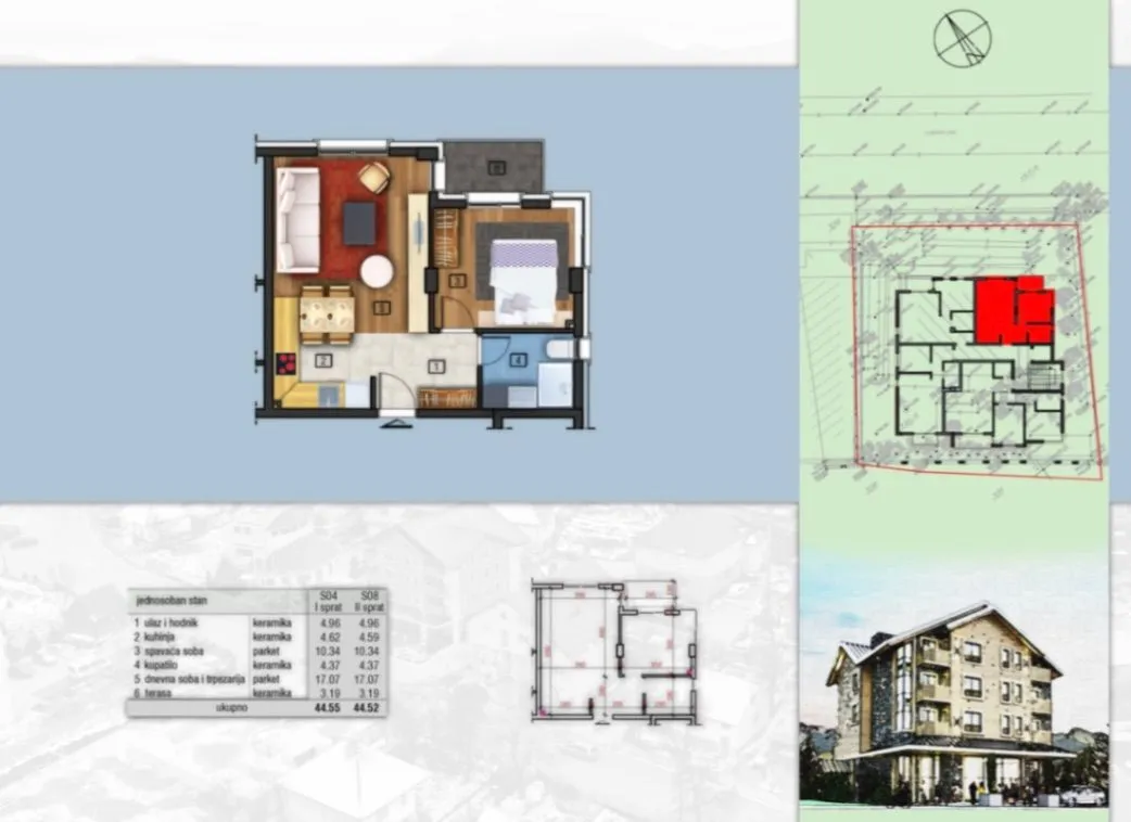 Sale, one bedroom apartment, 44m², Kolašin, Crna Gora
