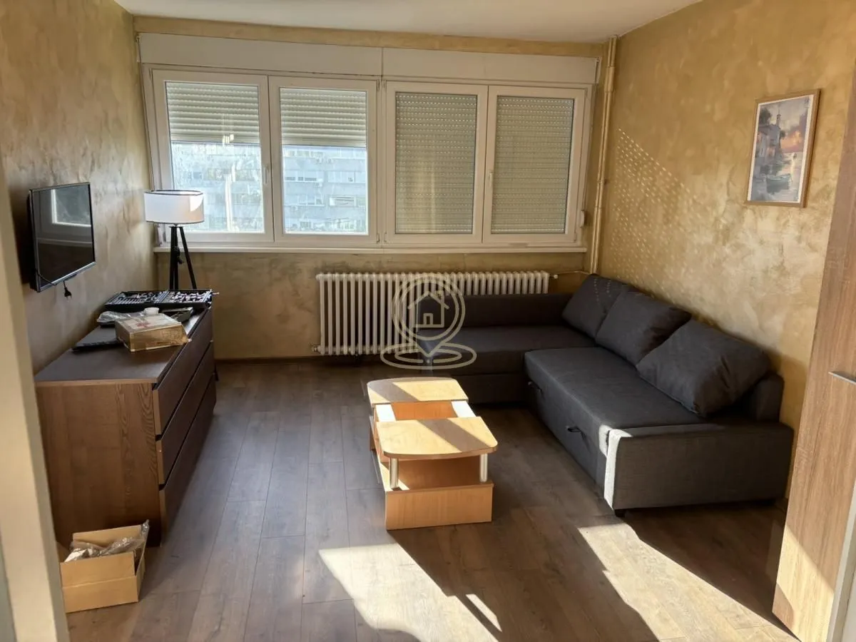Living room with a corner sofa, television, and window.