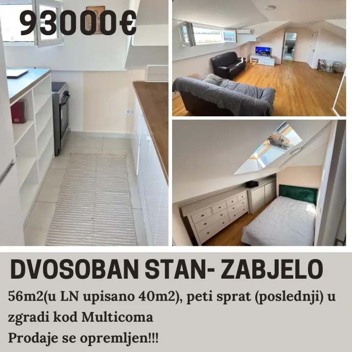 Sale, two bedroom apartment, 56m², Zabjelo, Podgorica
