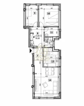 Arhitektonski nacrt stana sa ucrtanim dimenzijama prostorija. - image 3