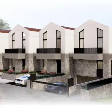 Spoljašnji izgled niza modernih kuća sa parkirnim mjestima u dvorištu. - image 7