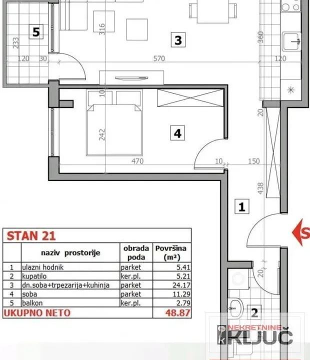 Prodaja, dvosoban stan, 49m², Sremska Kamenica, Petrovaradin