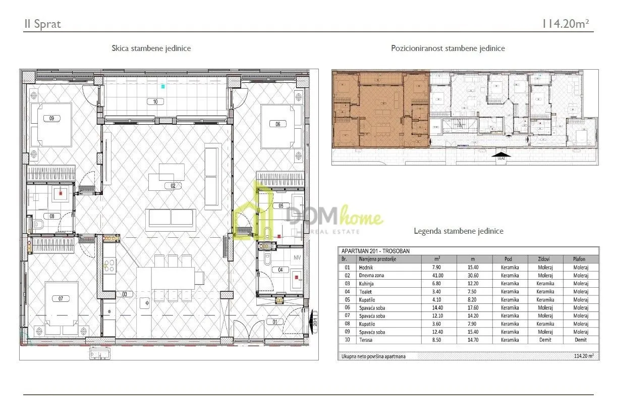 Sale, three bedroom apartment, 114m², Đuraševići, Tivat