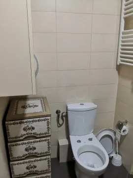 Jednostavno kupatilo sa toaletom i komodom za odlaganje. - image 2