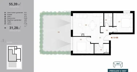 Prodaja, dvosoban stan, 55m², Donji Orahovac, Kotor - image 8